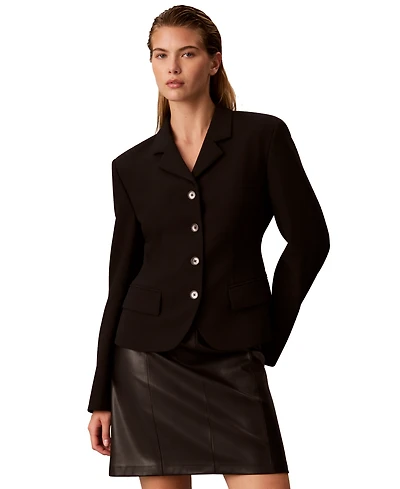 Calvin Klein Women's Cropped Fitted Notch Collar Blazer