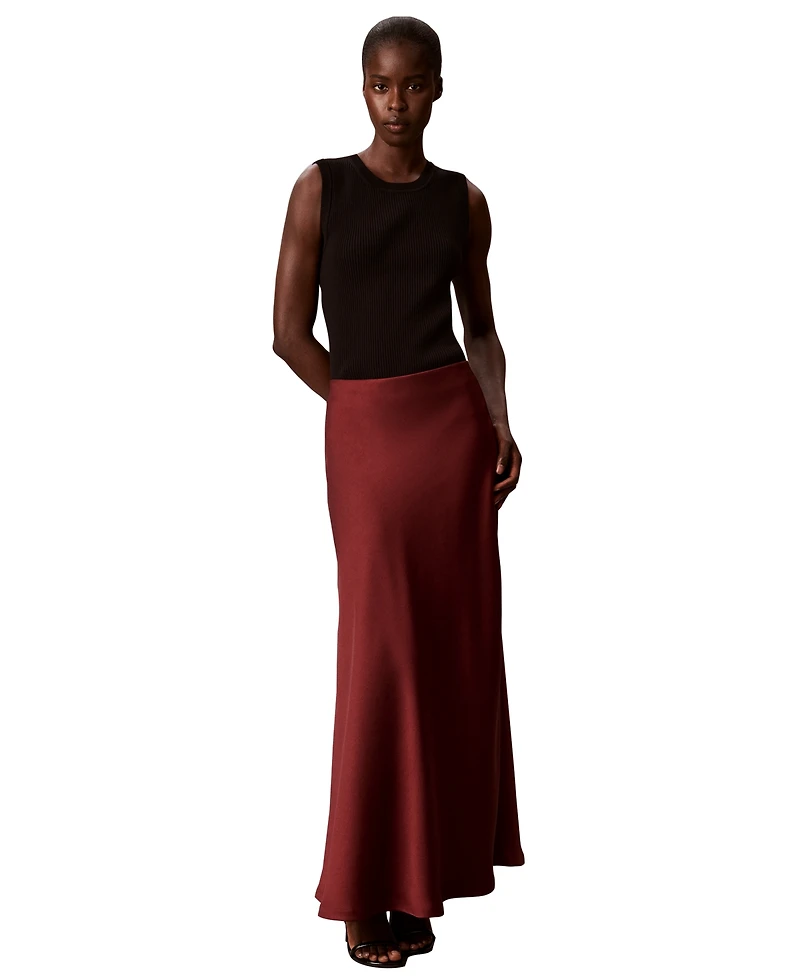 Calvin Klein Women's Pull-On Satin Maxi Skirt