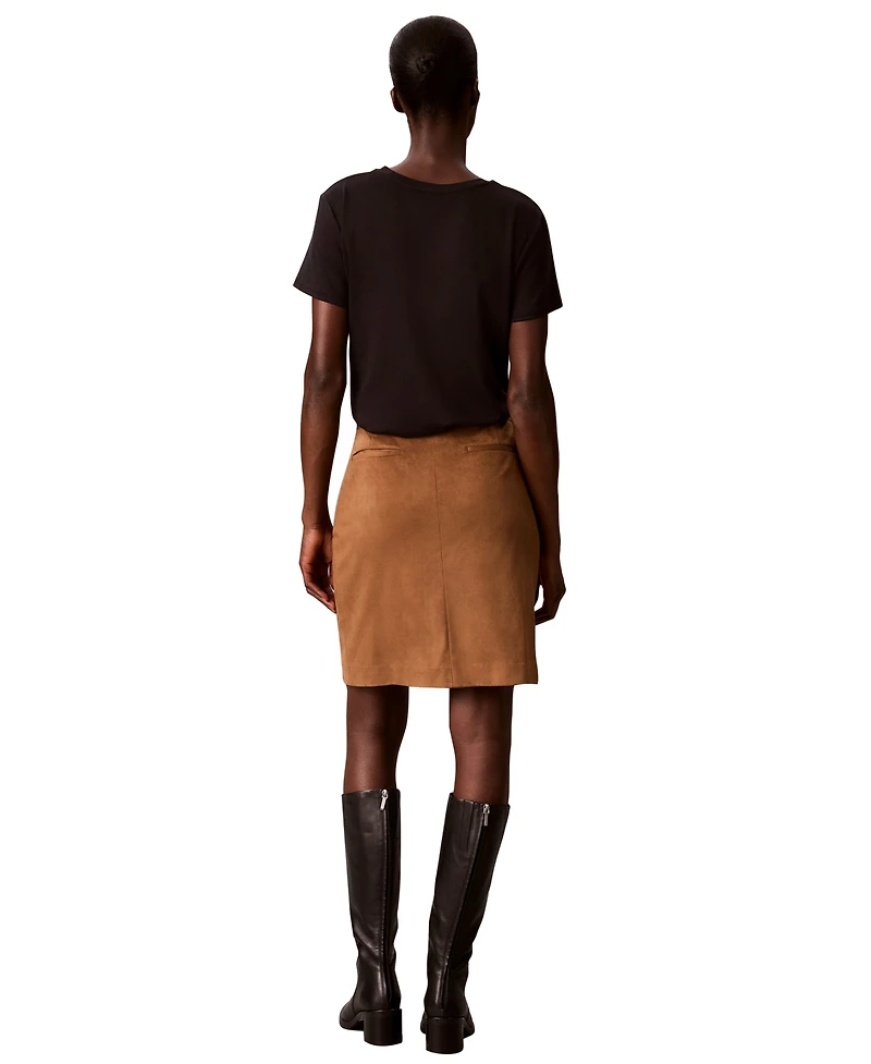 Calvin Klein Women's High-Waisted Pencil Faux Suede Skirt with Pockets