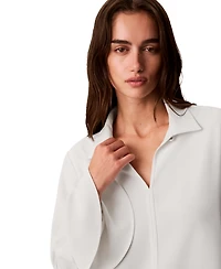 Calvin Klein Women's Long-Sleeve Flutter-Cuff Keyhole Blouse