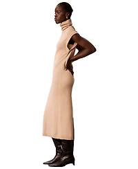Calvin Klein Women's Mock Neck Sleeveless Midi Sweater Dress