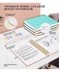 Danrong Spiral Notebook Hardcover Leather Lined Journals Thick Paper College Ruled With Closure Pocket