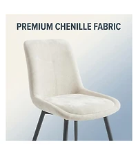 Gaomon Upholstered Dining Chairs Set of 2, Padded Armless Kitchen Side Chairs with Metal Legs, Ergonomic Backrest
