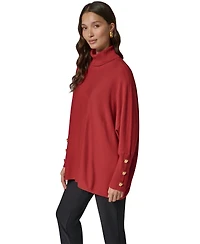 Donna Karan New York Petite Turtleneck Oversized Long-Sleeve Poncho