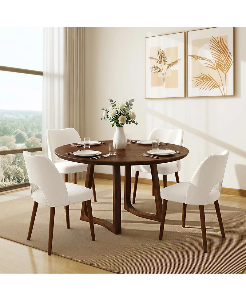 gaomon Upholstered Dining Chairs Set of 4, Hollow Cut Out Back Kitchen Chairs with Solid Wood Legs,350 Lbs Capacity for Dining Room