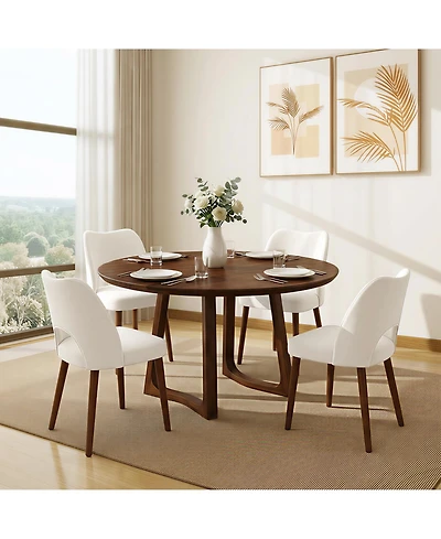 gaomon Upholstered Dining Chairs Set of 4, Hollow Cut Out Back Kitchen Chairs with Solid Wood Legs,350 Lbs Capacity for Dining Room