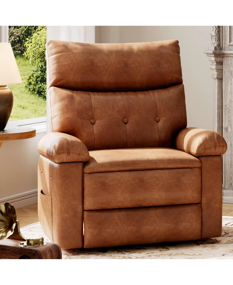 Gaomon Oversized Pu Leather Recliner Chair with Heat and Vibration Massage, 150degree(s) Reclining Swivel Lounge Armchair for Living Room Bedroom