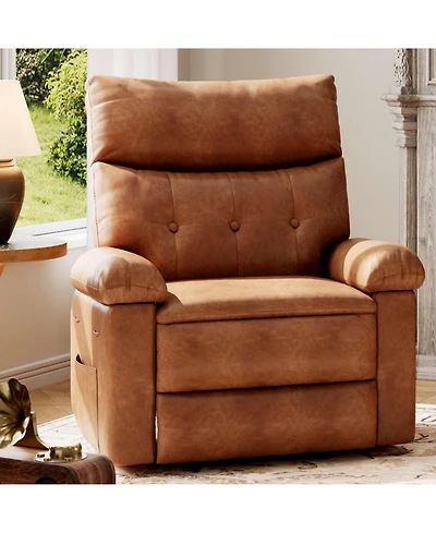 Gaomon Oversized Pu Leather Recliner Chair with Heat and Vibration Massage, 150degree(s) Reclining Swivel Lounge Armchair for Living Room Bedroom
