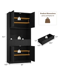Gaomon Kitchen Pantry Cabinet, 70" Tall Storage Cupboard with Microwave Countertop, Drawer and Adjustable Shelves for Dining Room