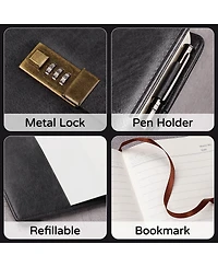 Danrong Lock Journal Pu Leather Diary With 240 Pages Lined Notebook Gift Set