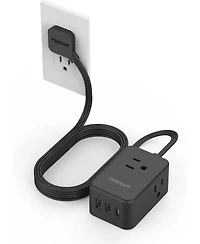Tessan 5-Foot Flat-Plug Travel Power Strip with 3 Ac Outlets and 3 Usb Ports, Compatible with Most Usb Devices