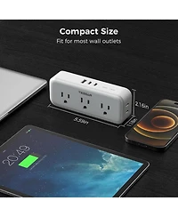 Tessan Wall Outlet Extender with 5 Ac Outlets and 3 Usb Ports