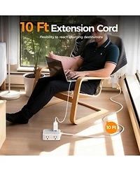 Tessan 10-Foot Power Strip with 8 Outlets, 3 Usb Ports and 900J Protection