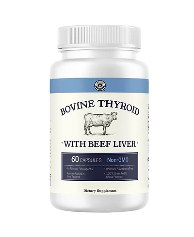 Left Coast Performance Grass Fed Bovine Thyroid and Liver Capsules, Non-gmo, Gluten Free, Pasture Raised, 60 Count