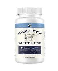 Left Coast Performance Grass Fed Bovine Thyroid and Liver Capsules, Non-gmo, Gluten Free, Pasture Raised, 60 Count