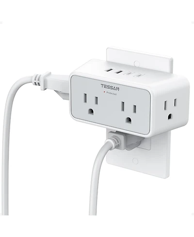 Tessan 4 Ac Outlets and 4 Usb Ports with Usb-c Outlet Extender for Compatible Devices