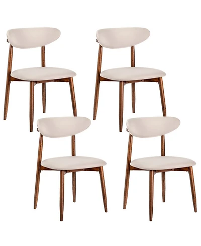 Sugift Set of 4 Fabric Upholstered Dining Chairs with Curved Backs