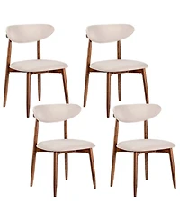 Sugift Set of 4 Fabric Upholstered Dining Chairs with Curved Backs