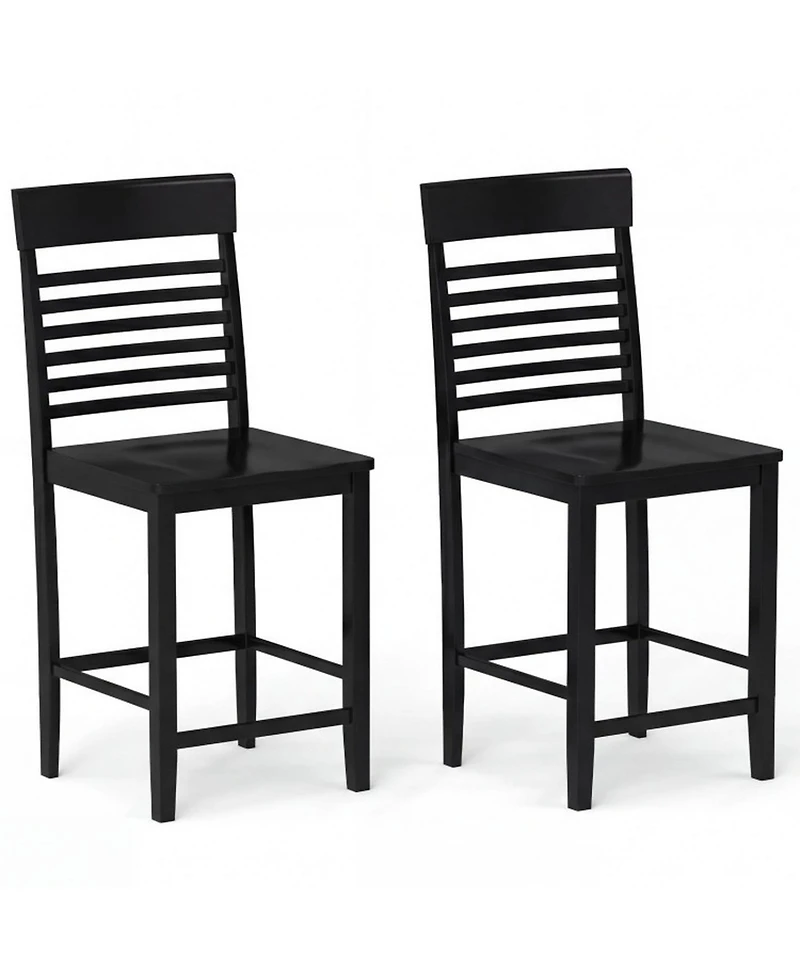 Sugift Set of 2 Dining Chairs with Footrests and Solid Wood Frame