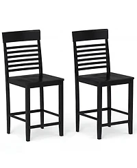 Sugift Set of 2 Dining Chairs with Footrests and Solid Wood Frame