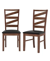 Sugift Set of 2 Kitchen Dining Side Chairs with Padded Pu Leather Seat and Rubber Wood Legs