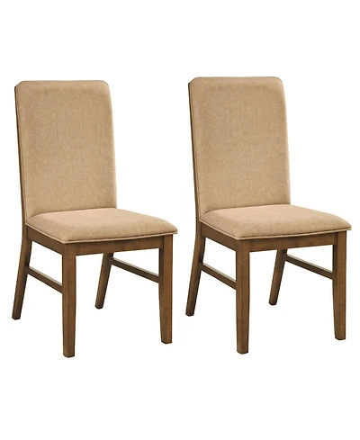 Sugift Set of 2 Upholstered Dining Chairs with Solid Rubber Wood Legs