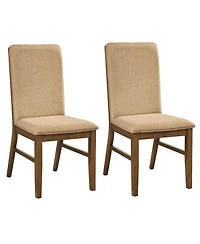 Sugift Set of 2 Upholstered Dining Chairs with Solid Rubber Wood Legs