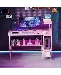 Sugift 48 Inch Computer Desk with Power Outlets and Storage Shelves