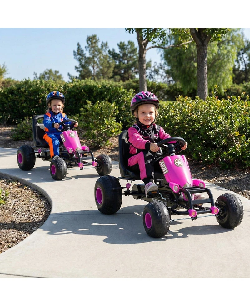 Sugift Pedal Go Kart with Adjustable Seat and Metal Frame, 77 lb. Capacity, Ages 3+