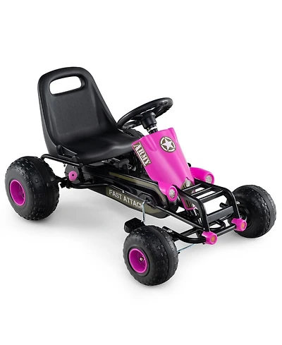 Sugift Pedal Go Kart with Adjustable Seat and Metal Frame, 77 lb. Capacity, Ages 3+