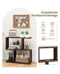 Gouun 24 Inch 3-Tier Geometric Bookshelf with Thick Foot Pads