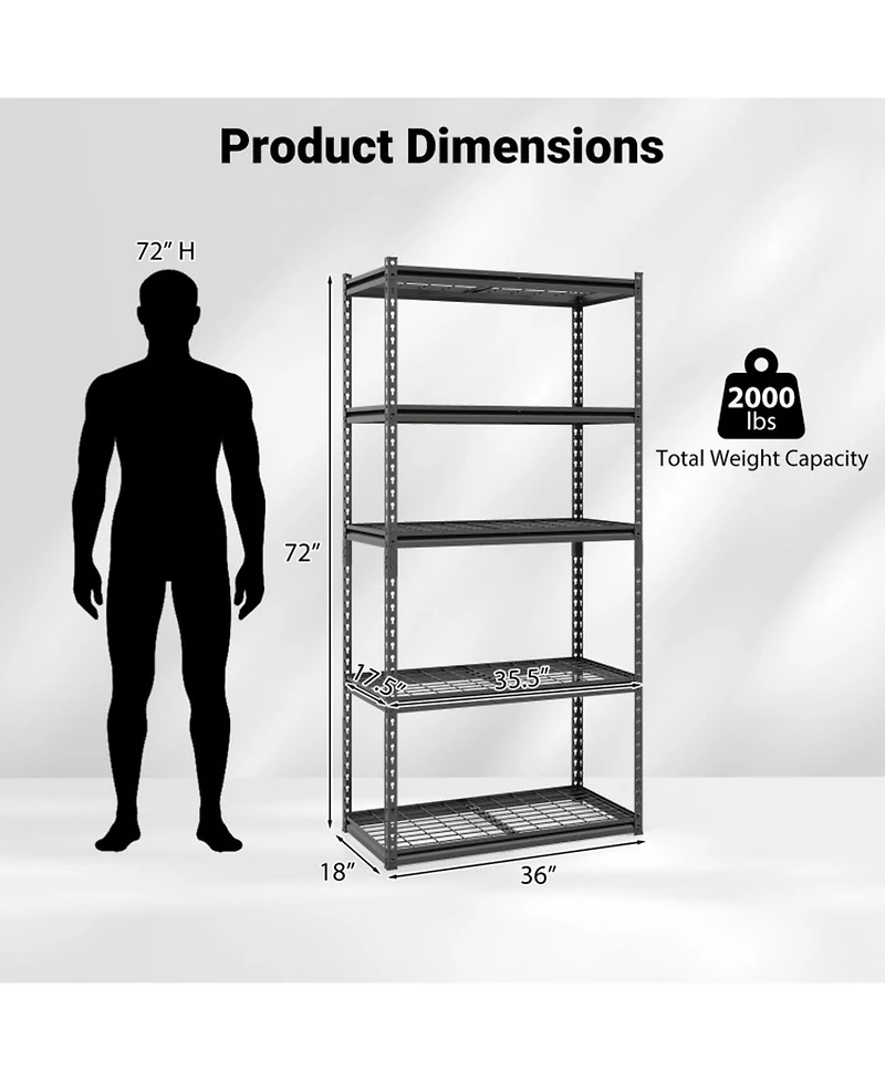 Gouun Tier Heavy-Duty Metal Shelving Unit with Adjustable Wire Rack