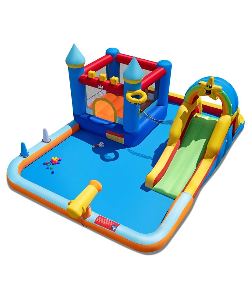 Hongge Inflatable Water Slide Park with Climbing Wall and Splash Pool, Ages 3-12