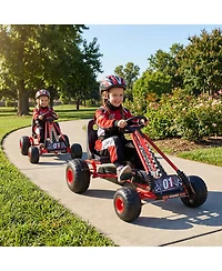 Hongge Pedal Go Kart with Adjustable Seat, Hand Brake and All-Terrain Wheels, 77 lb Capacity, Ages 3-8