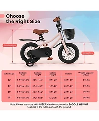 Hongge 12-Inch Kids' Bike with Training Wheels, Adjustable, Ages 3-4
