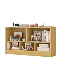 Gouun Kids 2-Shelf Bookcase 5-Cube Wood Toy Storage Cabinet Organizer