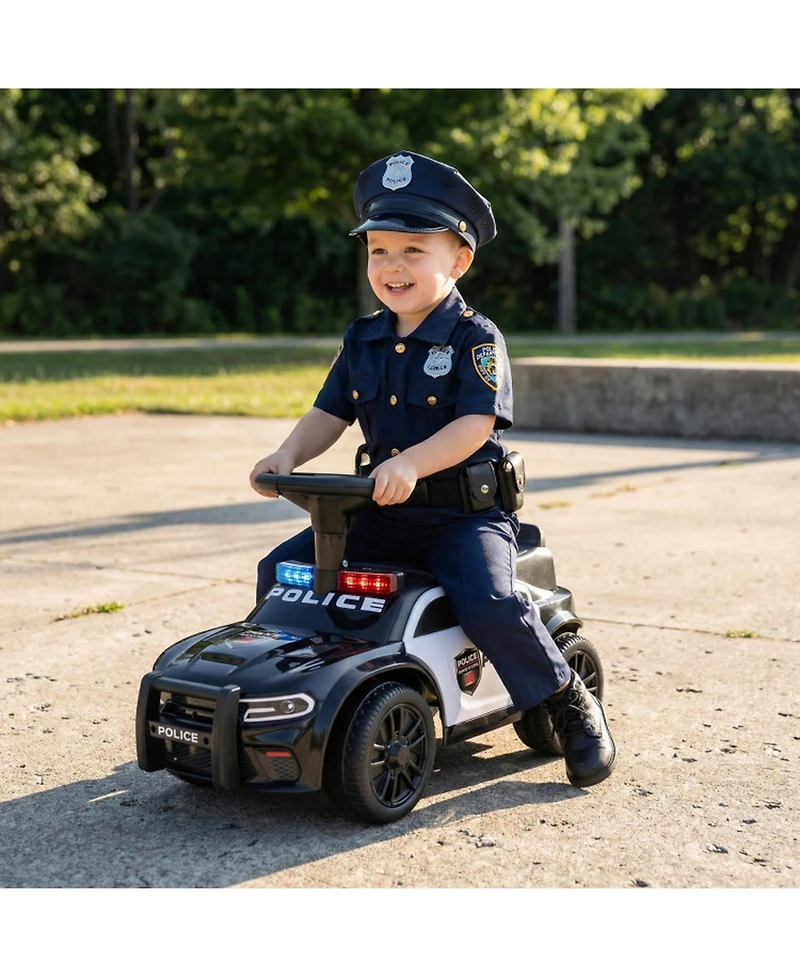 Hongge Toddler Police Sliding Car with Steering Wheel and Storage, Ages 18 Months+