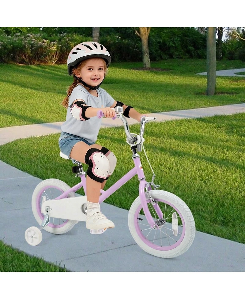 Hongge 14-Inch Kids Bike with Training Wheels, Adjustable Seat and Dual Brakes, Ages 3-5