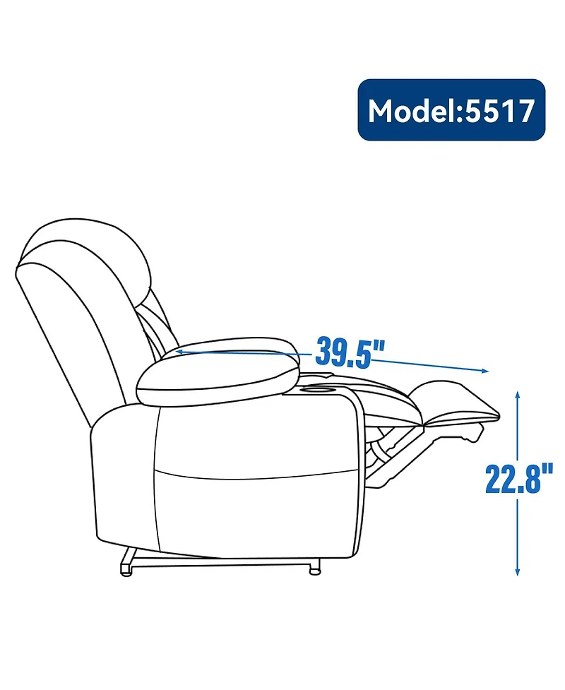 Streamdale Furniture Heavy Duty Chenille Power Lift Recliner with Massage and Heat