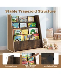 Costway 4-tier Kids Wooden Bookshelf Toddlers Book Rack with Deep Shelves