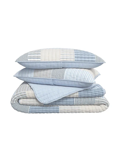 Linery & Co Stripe Patchwork Quilt Set with Shams