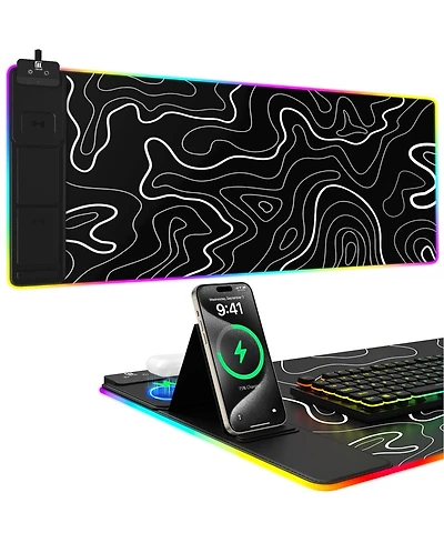 Lofree Large Rgb Gaming Mouse Pad with 10 Lighting Modes and Wireless Charging for Pc and Mac