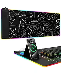 Lofree Large Rgb Gaming Mouse Pad with 10 Lighting Modes and Wireless Charging for Pc and Mac