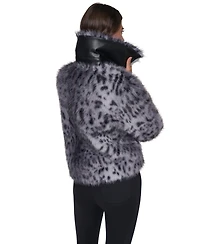 Dkny Women's Long-Sleeve Faux Fur Animal Print Jacket