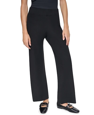 Dkny Women's Logo Stripe Wide-Leg Pull-On Sweater Pant