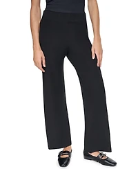 Dkny Women's Logo Stripe Wide-Leg Pull-On Sweater Pant
