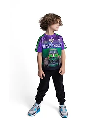 Monster Jam Toddler Boys' 2T-5T Grave Digger Athletic Graphic T-Shirt and Joggers, 2-Piece Set