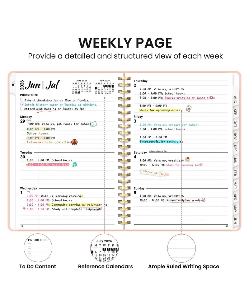 Danrong 3 Pack Academic Planner Monthly Weekly Hardcover Planning Book
