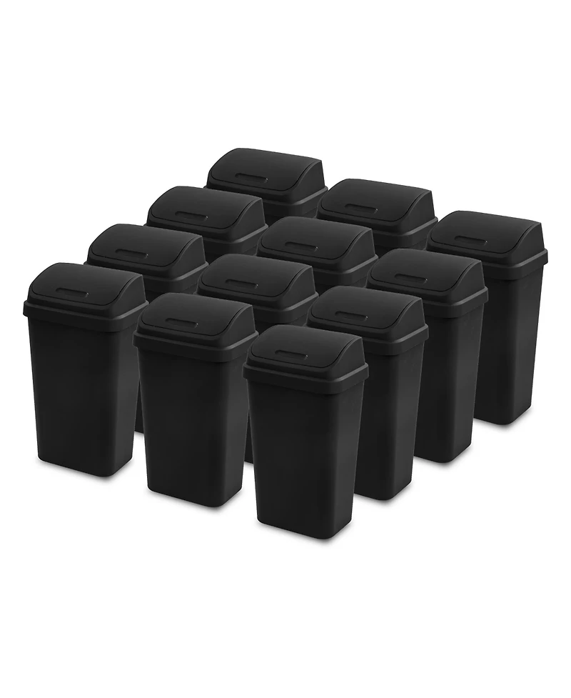 Sterilite 13 Gal Kitchen Swing Top Lidded Wastebasket Trash Can, 12 Pack
