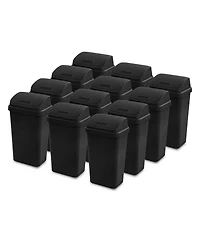 Sterilite 13 Gal Kitchen Swing Top Lidded Wastebasket Trash Can, 12 Pack